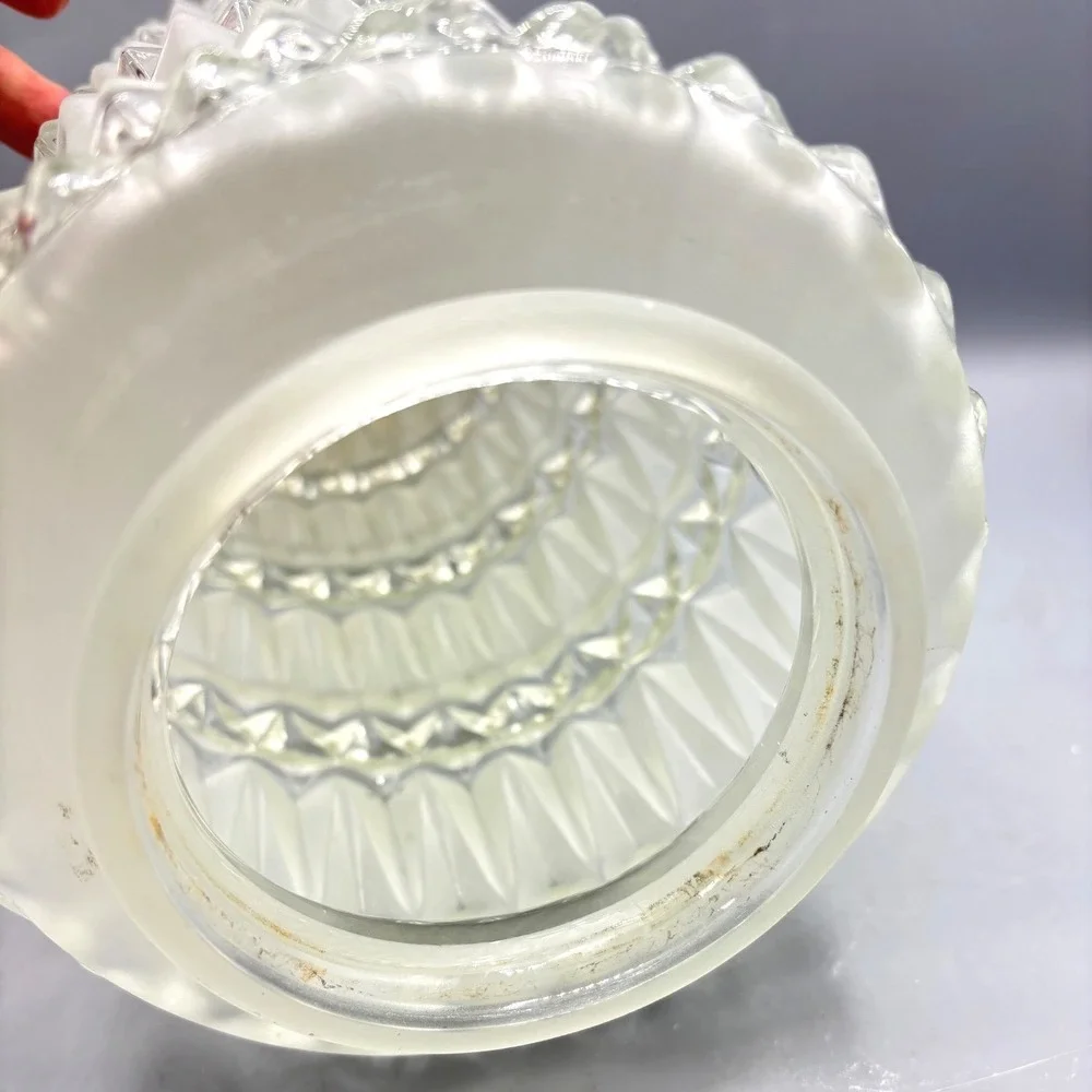 Vtg‎ Frosted Glass Cylinder Lamp Shade Diamond Prism Geometric 13.5 Inch